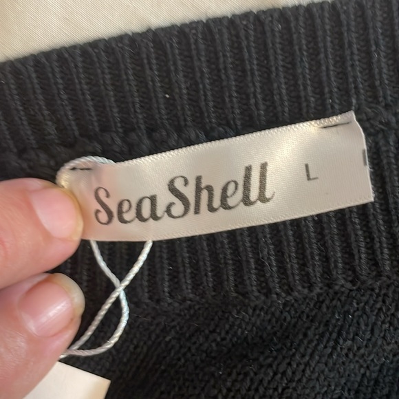 SeaShell Delray one shoulder cropped black sweater knit NWT - Picture 4 of 7